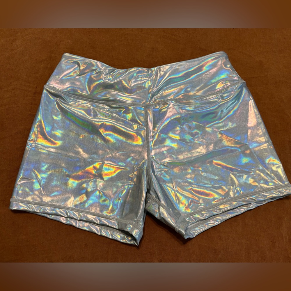 Holographic/iridescent biker shorts, Eras tour